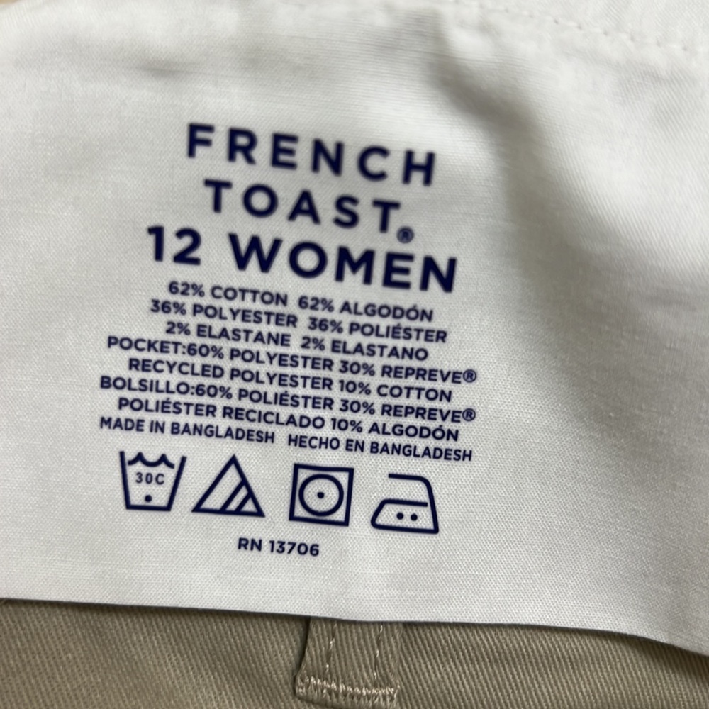 French Toast Khaki Young Womans Chino Shorts NWT - Picture 8 of 10